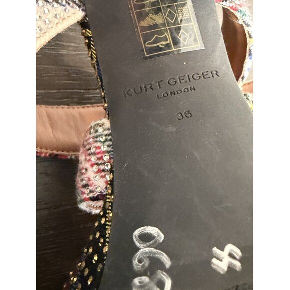 Kurt Geiger London MAYFAIR PLATFORM MULE HEEL Size 36 US 6 Plaid Rhinestone READ - Picture 13 of 15